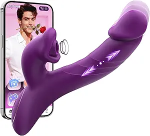 Toendi Sucking Vibrator Rabbit Sex Toy, Nipple Clit Sucker Thrusting Dildo