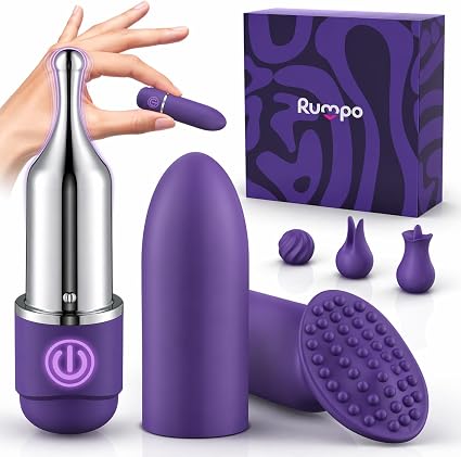 Mini Squirting Vibrator Kits, Small Bullet Vibrators with 5 Attachements for Clit G-Spot Dildo Nipple StimulatorVibe