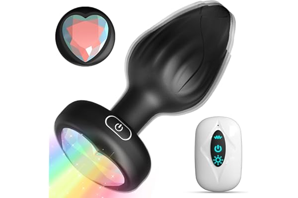 Anal Plug Adult Sex Toys - 10 Modes Vibrating Butt Plug with Crystal Diamond Colours Light Up Base Remote Control