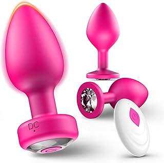 Anal Plug Sex Toys Vibrator–3Pcs Silicone Butt Plugs Training Kit with Remote Control, 10 Vibration Modes, Prostate Massager for Adults – Pink