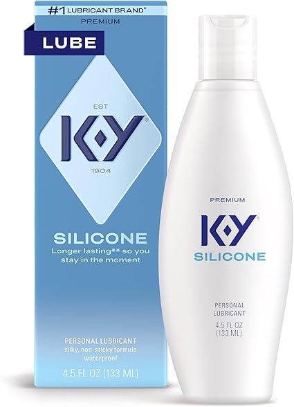 K-Y Silicone Lube, Premium Personal Lubricant, Silicone-Based Formula, Safe to Use with Condoms, for Men, Women and Couples, 4.5 Fl Oz