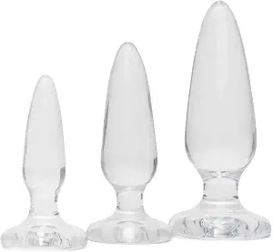 Lovehoney Enjoy Butt Plug Kit, 3 Piece Anal Training Set for Couples, Clear | 2.5, 3 & 4 inch Adult Sex Toy for Men & Women, Progressive Size Suction Cup Base Butt Plugs, Prostate Massager Anal Sex Toys