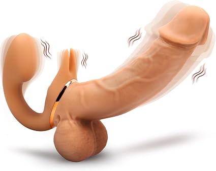 Vimlim Strapless Strap On Dildo Double Ended Vibrator Sex Toy for Women | Silicone Dildo Wearable G Spot Vibrator, Clitoral Stimulator Anal Adult Toys, 9 Modes Realistic Penis Couple Lesbian Sex Toys