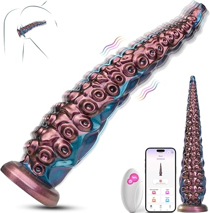 Tentacle Monster Dildo Vibrator - 14.6 Inch Long Silicone Dildos with 10 Vibration Modes, AI Sync App & Remote Control, Suction Cup Dildo for Clit G-Spot, Adult Sex Toys for Women Men Couples